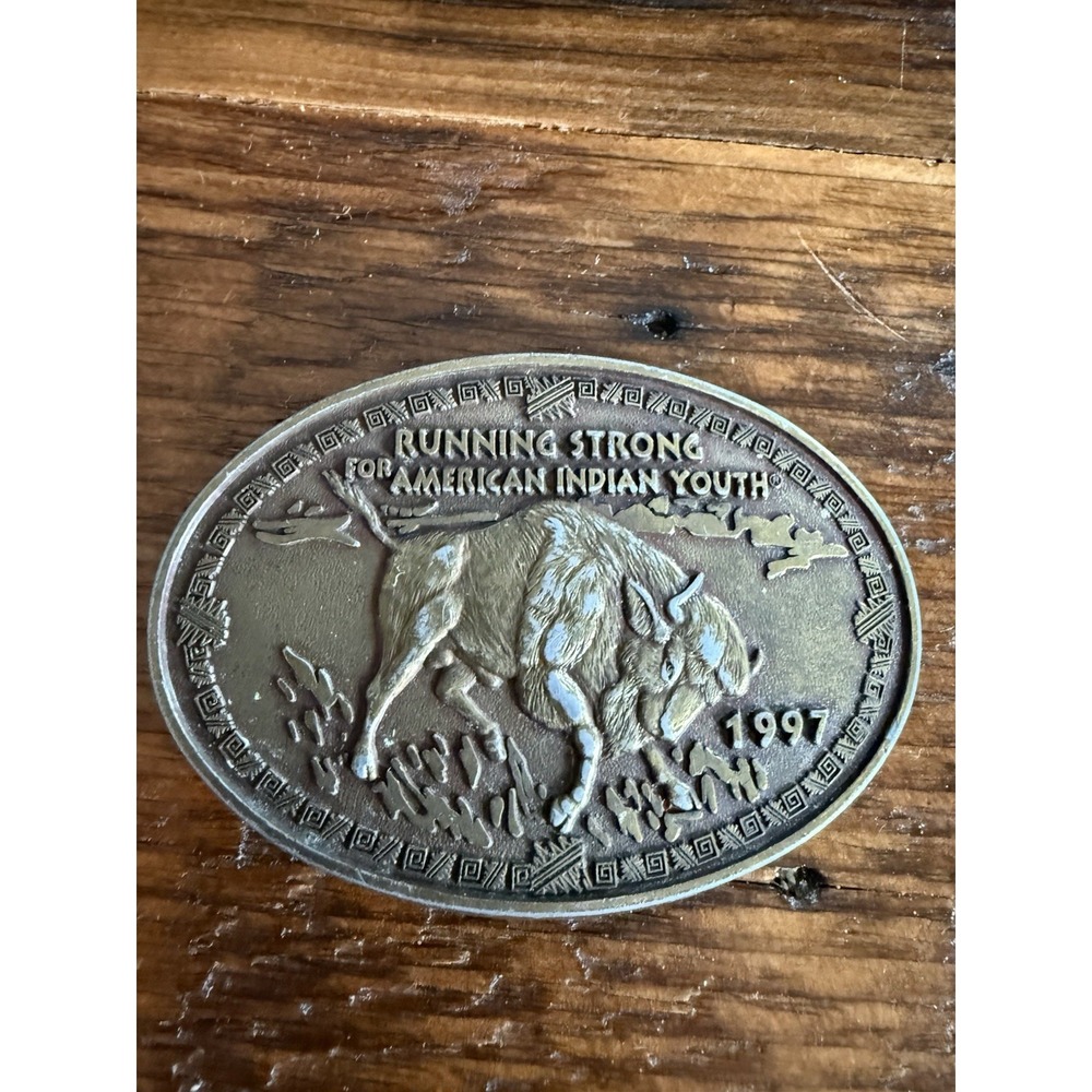 1997 Running Strong For American Indian Youth Belt Buckle Buffalo